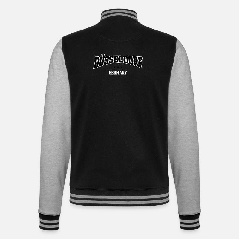 Düsseldorf, Germany Varsity font - College Sweat Jacket - black/heather grey