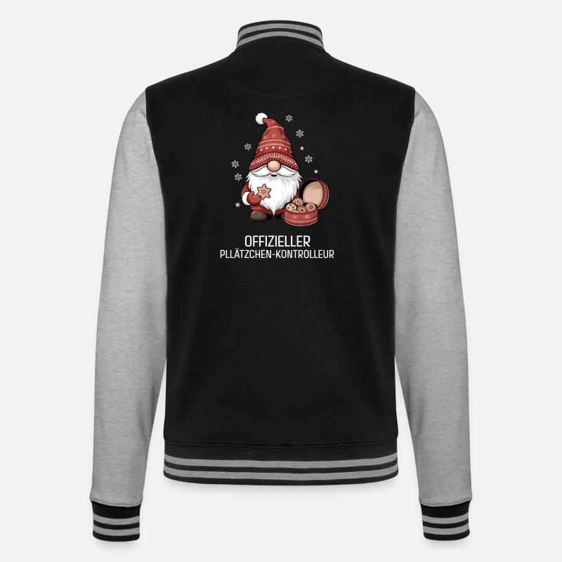 Weihnachtsgnom mit Plätzchen - College-Sweatjacke - Schwarz/Grau meliert