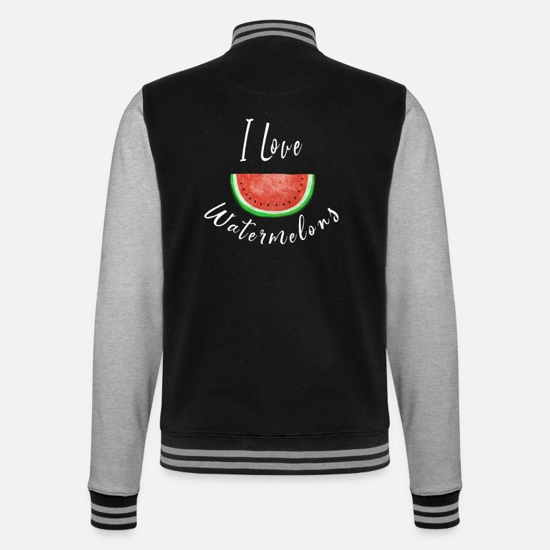 J'aime Pastèques - Watermelon - Fruit - Veste Teddy - noir/gris chiné