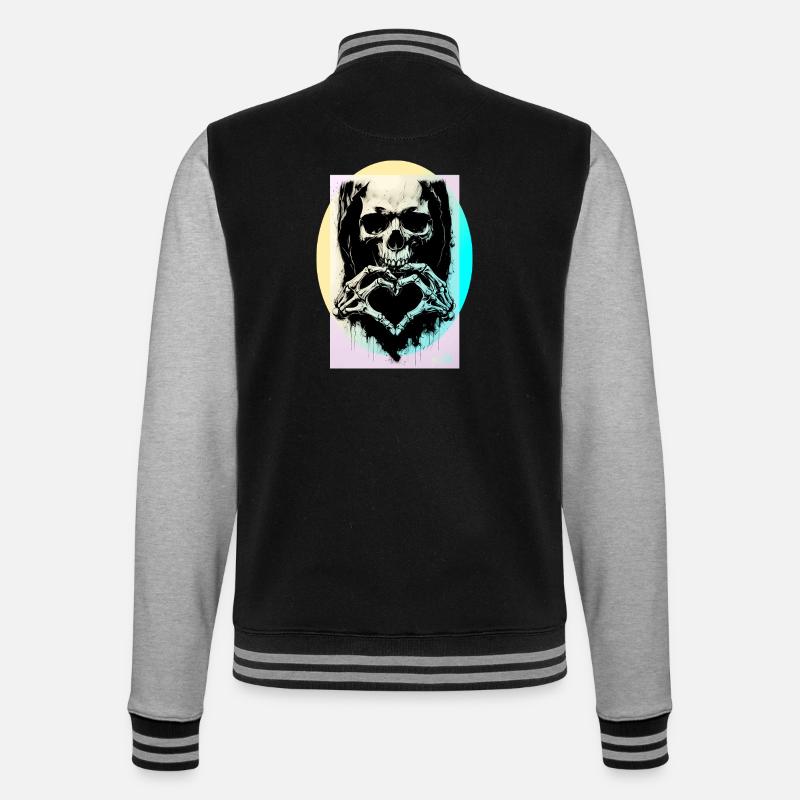 Das Herz des Todes ☠ - College-Sweatjacke - Schwarz/Grau meliert