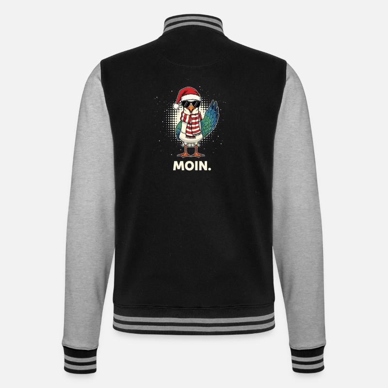 Möwe Weihnachtsmann - College-Sweatjacke - Schwarz/Grau meliert