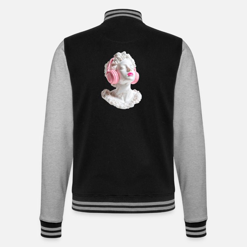 Marmor Diva: Beats in Pink - College-Sweatjacke - Schwarz/Grau meliert