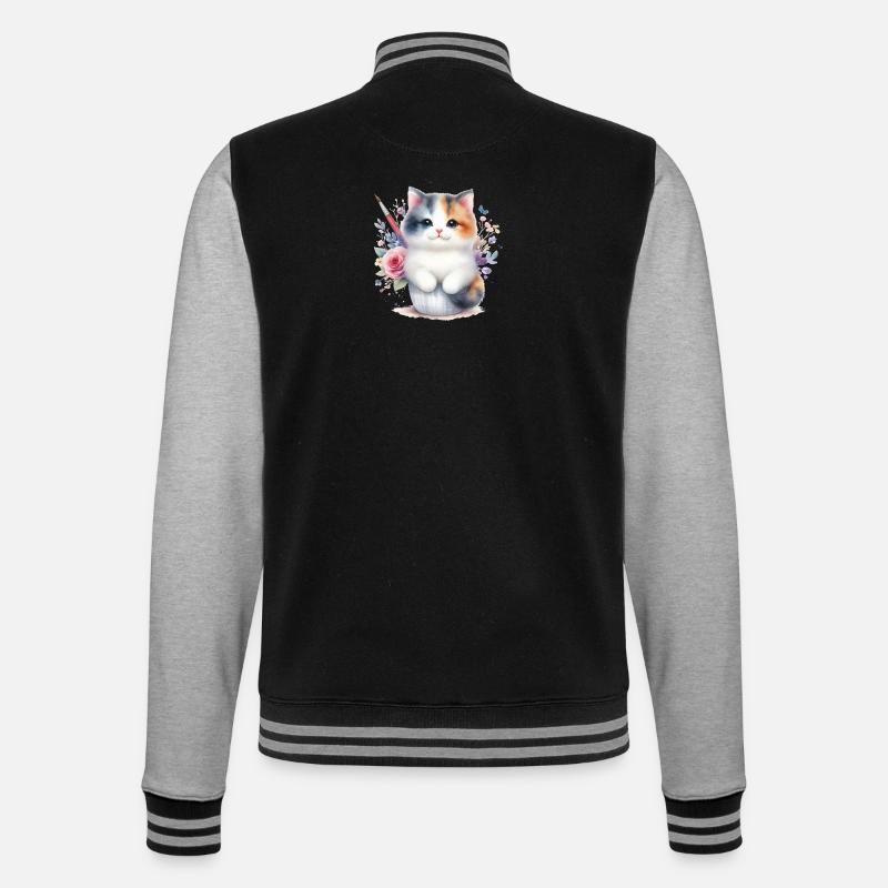 Süße Katze - College-Sweatjacke - Schwarz/Grau meliert