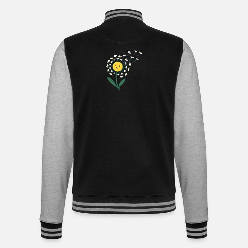 Lächelnde Sonne mit Blütenstrahlen - College-Sweatjacke - Schwarz/Grau meliert