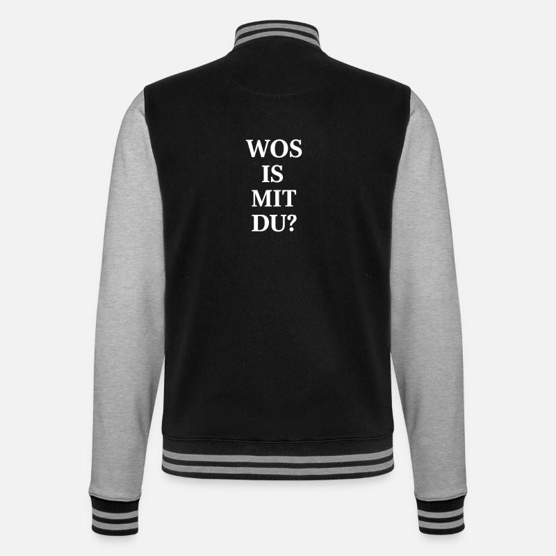 Was ist mit dir? Serif Kontrast - College-Sweatjacke - Schwarz/Grau meliert