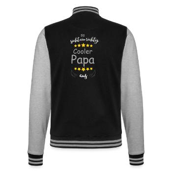 Cooler Papa mit Sternenflügeln - College-Sweatjacke - Schwarz/Grau meliert - Hinten - Marisol (170cm)