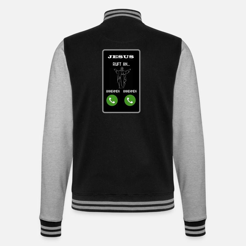 Jesus ruft an - College-Sweatjacke - Schwarz/Grau meliert