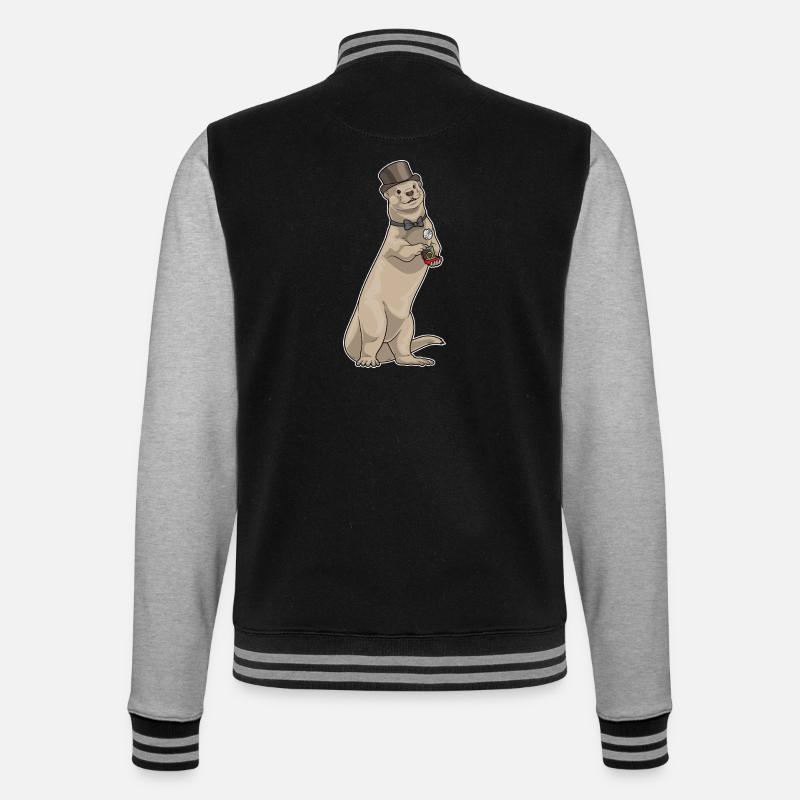 Otter Bräutigam Ehering Hochzeit - College-Sweatjacke - Schwarz/Grau meliert
