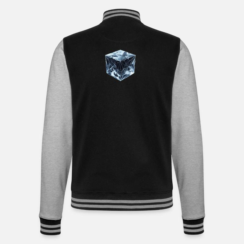 Ein Eiswürfel im Polygon-Stil - College-Sweatjacke - Schwarz/Grau meliert