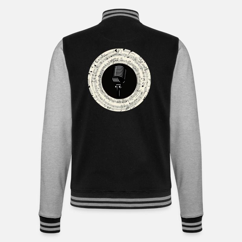 Microphone Musical Notes Art - Veste Teddy - noir/gris chiné