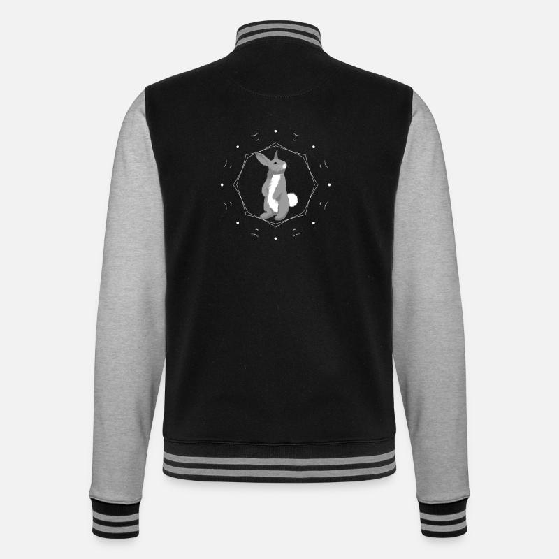 Rabbit in geometry ring - College Sweat Jacket - black/heather grey