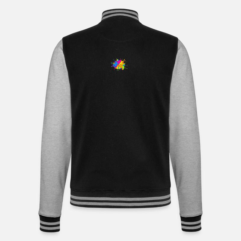 Regenbogenfarbe-Spritzexplosion - College-Sweatjacke - Schwarz/Grau meliert