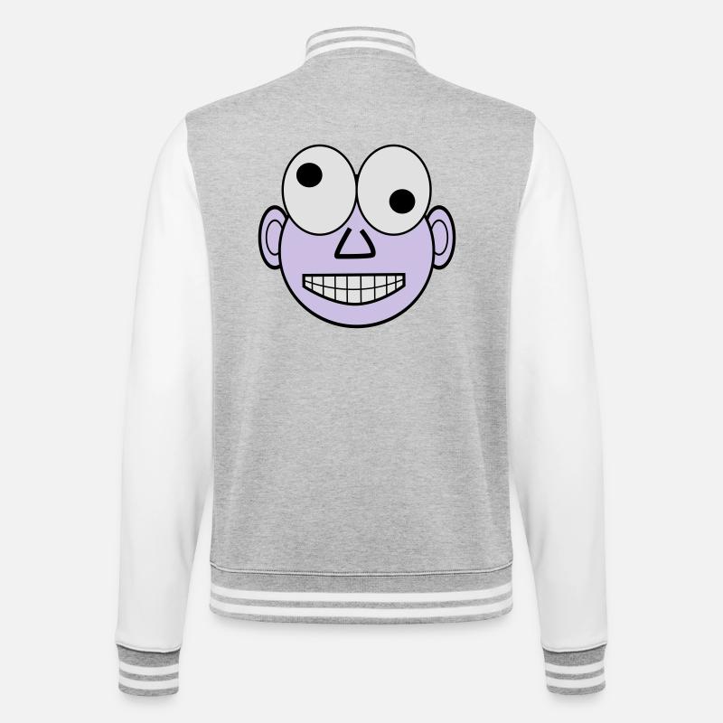 Lustiges Gesicht - College-Sweatjacke - Grau meliert/Weiß