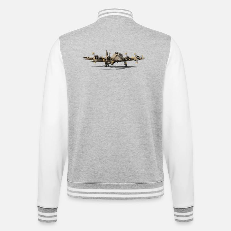 Bomber B-17 - College-Sweatjacke - Grau meliert/Weiß