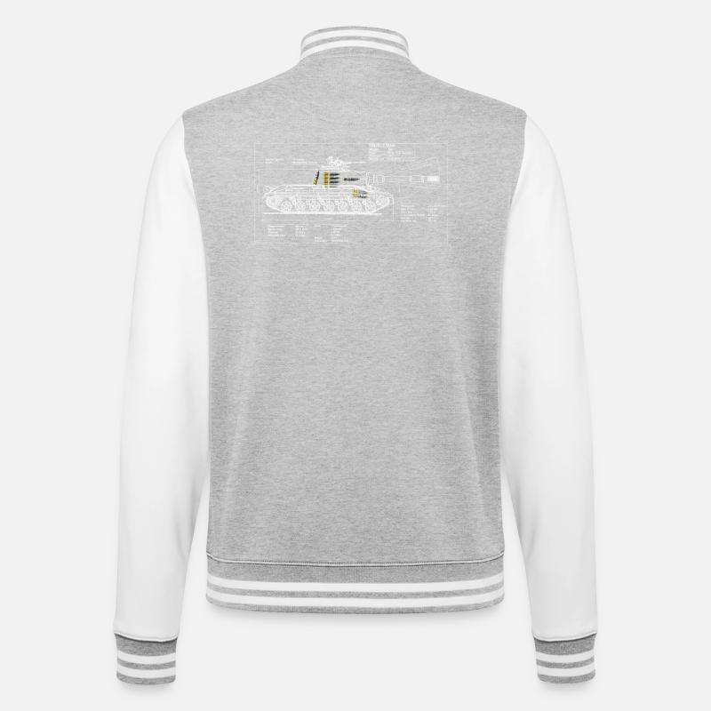 268 Objekt Bauplan - College-Sweatjacke - Grau meliert/Weiß
