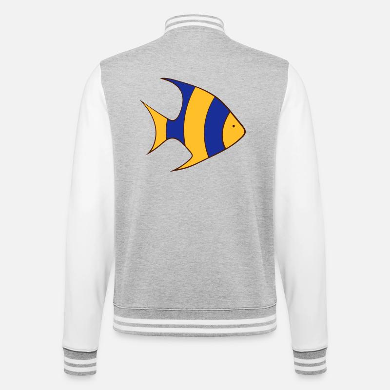 fish - College Sweat Jacket - heather grey/white