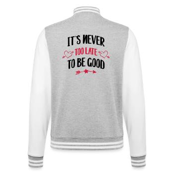 lustiger Spruch - College-Sweatjacke - Grau meliert/Weiß - Hinten - Marisol (170cm)