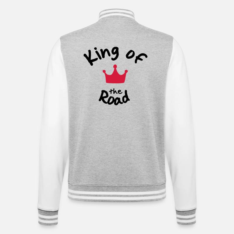 Biker - College-Sweatjacke - Grau meliert/Weiß