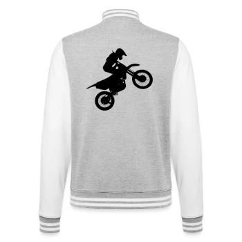 Bild eines Motocross-Fahrers # - College-Sweatjacke - Grau meliert/Weiß - Hinten - Marisol (170cm)