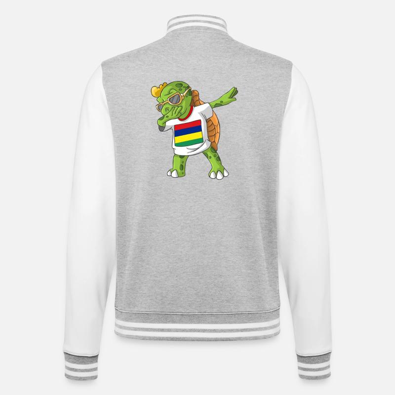 Mauritius Dabbing Schildkröte - College-Sweatjacke - Grau meliert/Weiß