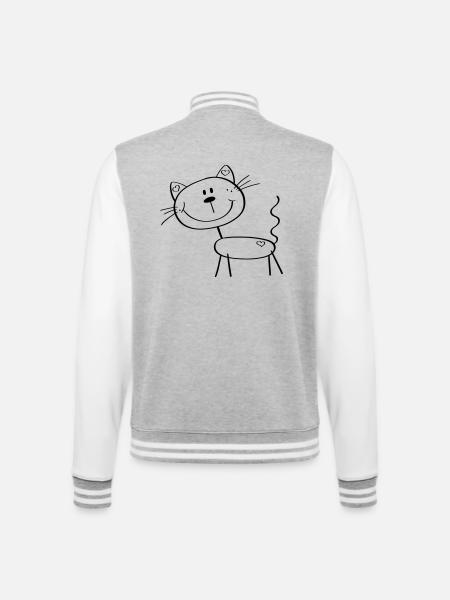 Rolig streckfigur katt - Comic - Katter - Collegesweatjacka - gråmelerad/vit