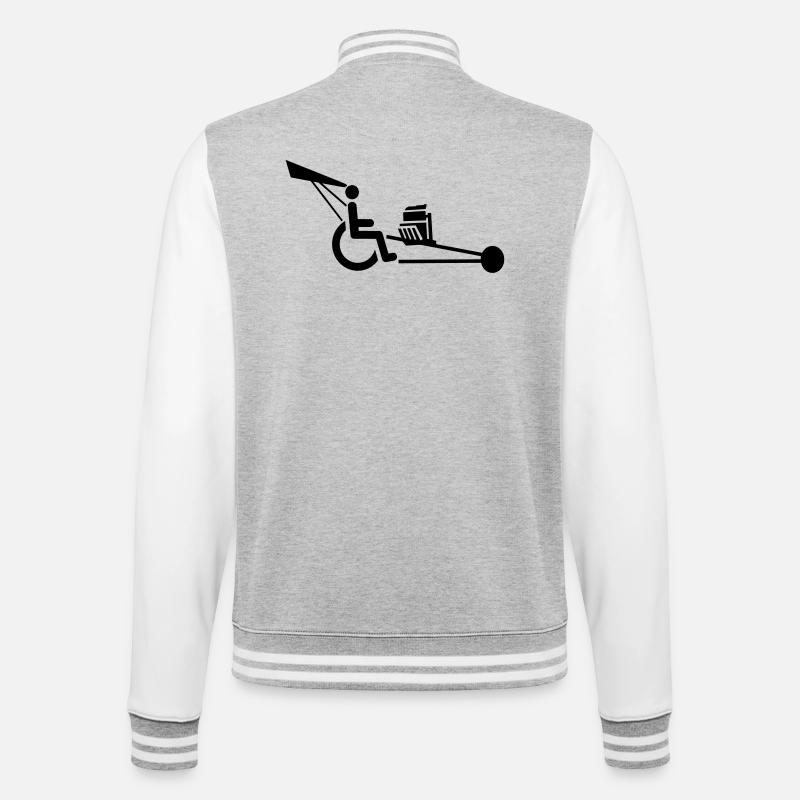 Bild eines Rollstuhls mit V8-Motor # - College-Sweatjacke - Grau meliert/Weiß