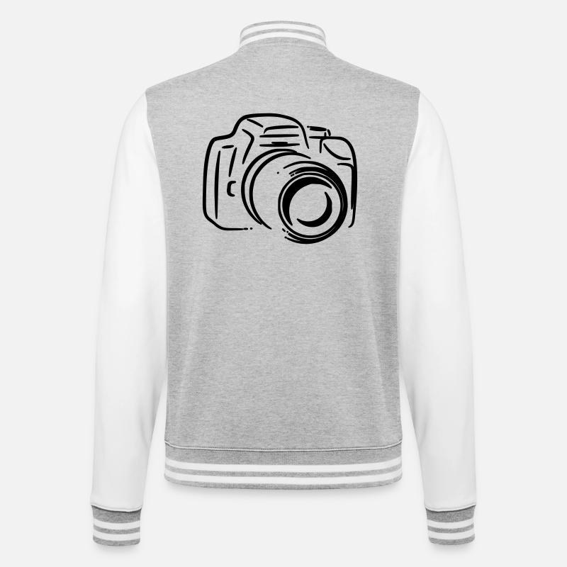 Foto-Reflex - College-Sweatjacke - Grau meliert/Weiß