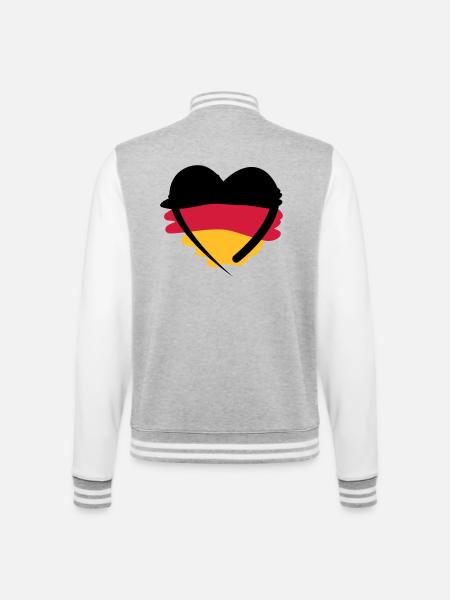 Deutschland Herz - College-Sweatjacke - Grau meliert/Weiß
