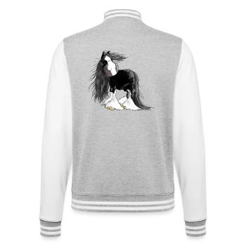 Shire Horse - Shire Horses - Kaltblut - Pferd - College-Sweatjacke - Grau meliert/Weiß - Hinten - Marisol (170cm)