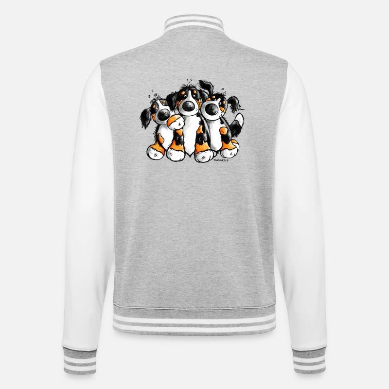 Drollige Berner Sennenhunde - College-Sweatjacke - Grau meliert/Weiß