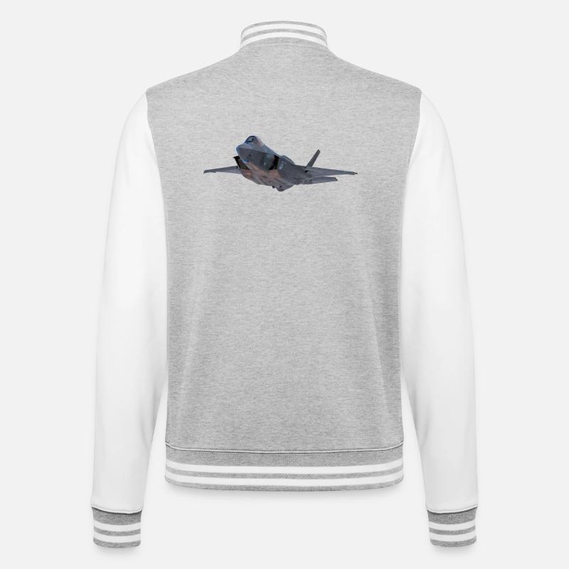 F-35 - College-Sweatjacke - Grau meliert/Weiß