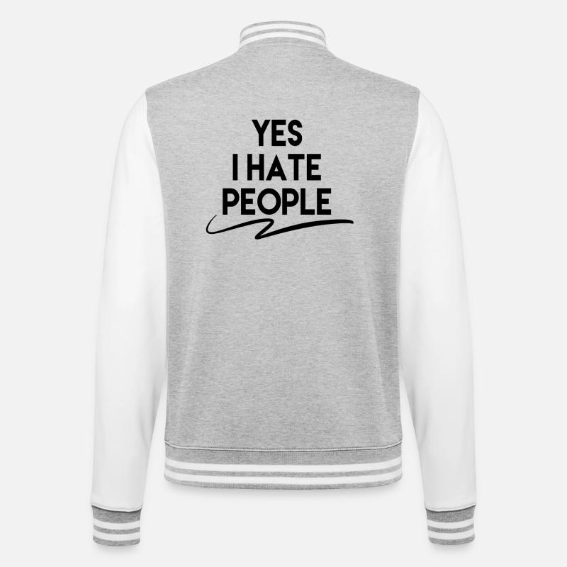 Yes I Hate People - College-Sweatjacke - Grau meliert/Weiß