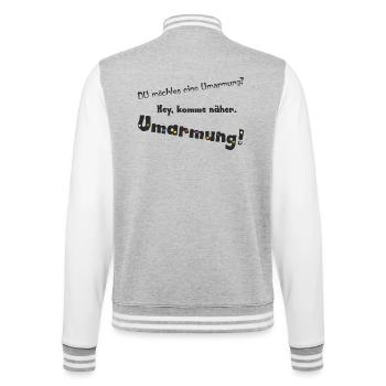 Umarmung - College-Sweatjacke - Grau meliert/Weiß - Hinten - Marisol (170cm)