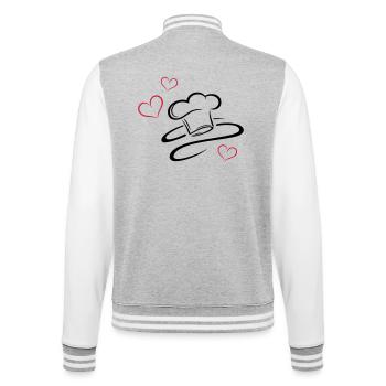 Cook, logo, chef hat with three hearts. - College Sweat Jacket - heather grey/white - Back - Marisol (170cm)