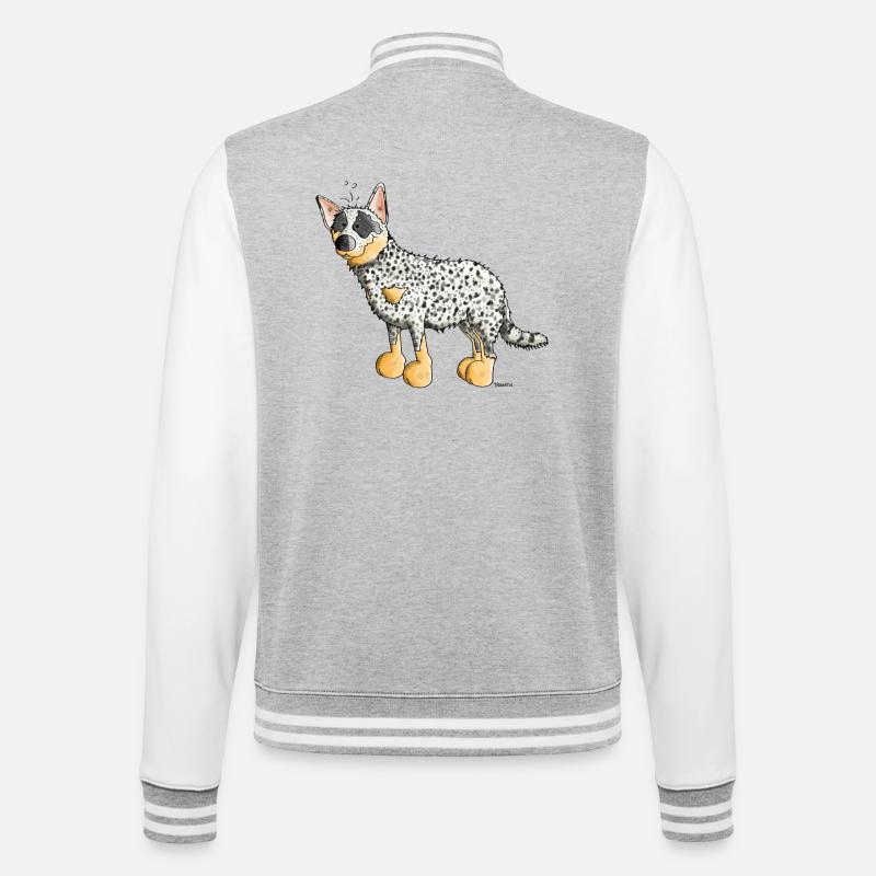 Witziger Australian Cattle Dog - Hund - College-Sweatjacke - Grau meliert/Weiß