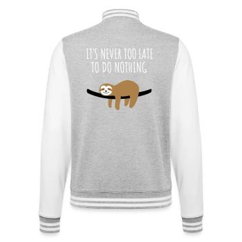 Sloth – Never too late for nothing - College Sweat Jacket - heather grey/white - Back - Marisol (170cm)