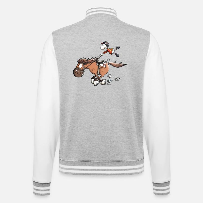 Cheval De Course Rapide - Veste Teddy - gris chiné / blanc