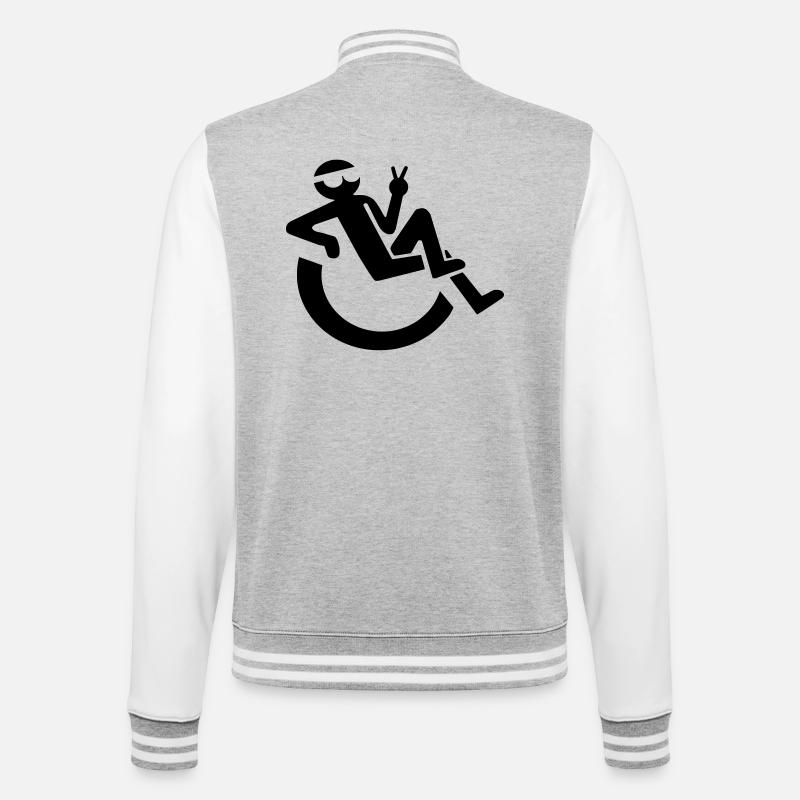 Bild eines entspannten Rollstuhlfahrers # - College-Sweatjacke - Grau meliert/Weiß