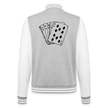 Cartes, jeu de cartes, bridge, vestes de trèfle, as * - Veste Teddy - gris chiné / blanc - Dos - Marisol (170cm)