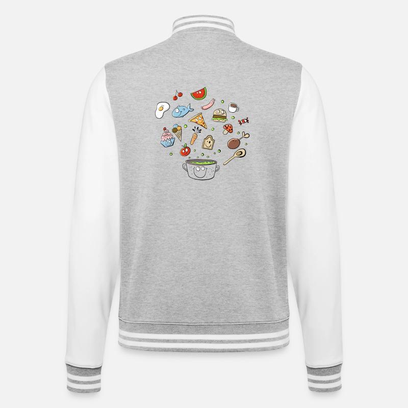 Essen Doodle I Mahzeit I Lebensmittel - College-Sweatjacke - Grau meliert/Weiß