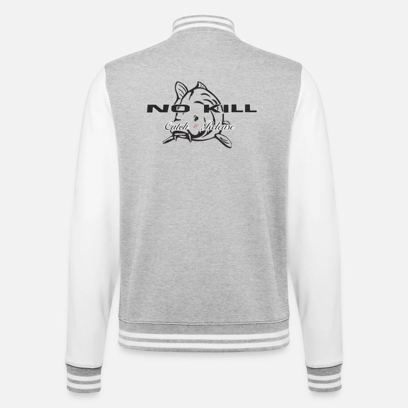 Carpe : no kill, catch and release - Veste Teddy - gris chiné / blanc