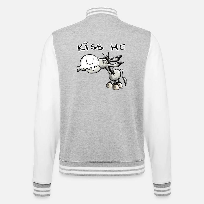 Es ist Kuss Esel Zeit - College-Sweatjacke - Grau meliert/Weiß