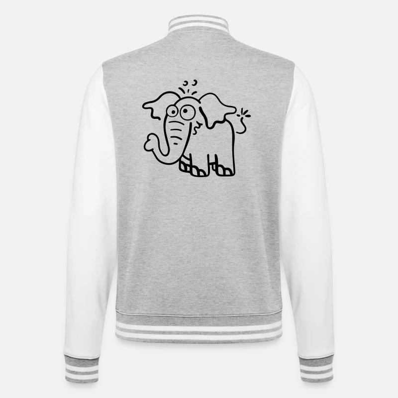 Knuffiger Elefant - College-Sweatjacke - Grau meliert/Weiß