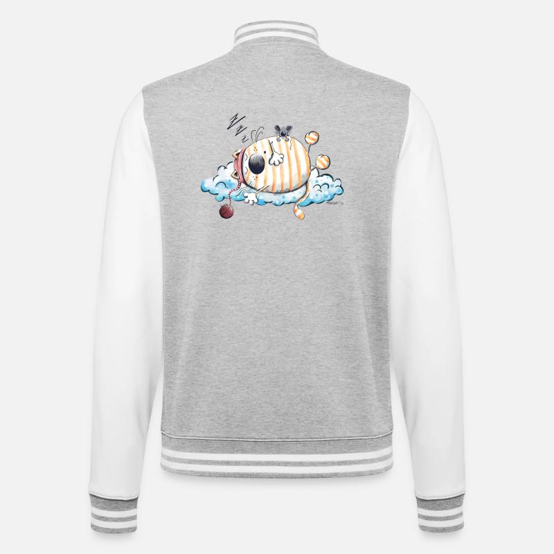 Sleeping Cat - Chat - Veste Teddy - gris chiné / blanc