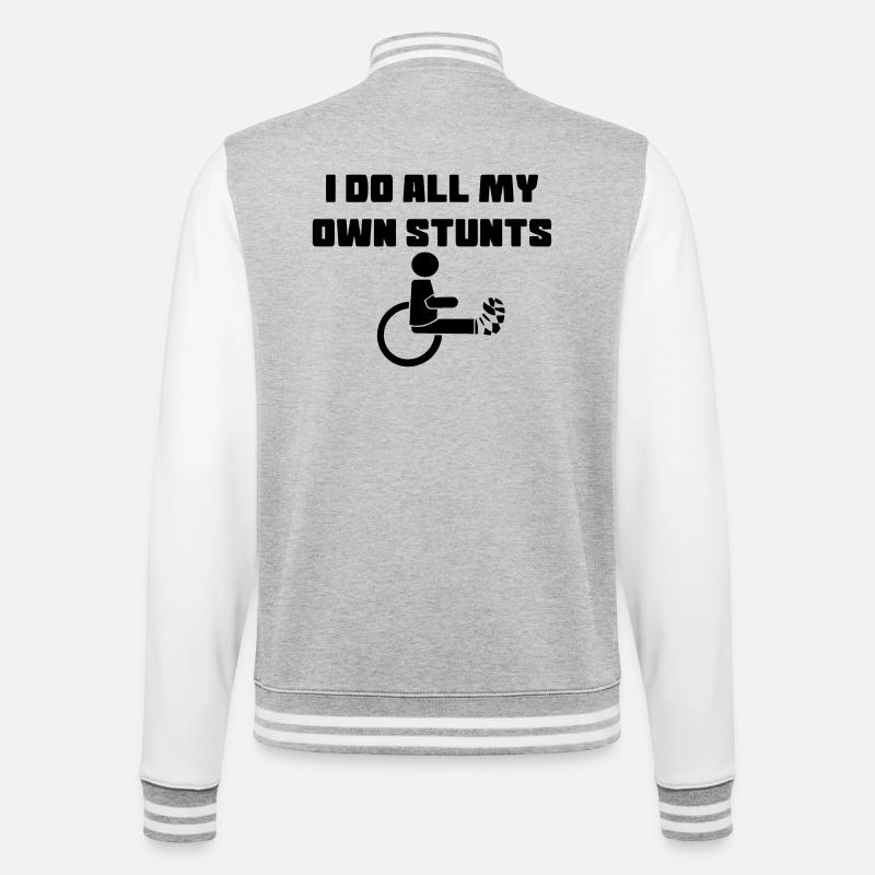 Rollstuhlfahrer mit Bein in Gips # - College-Sweatjacke - Grau meliert/Weiß