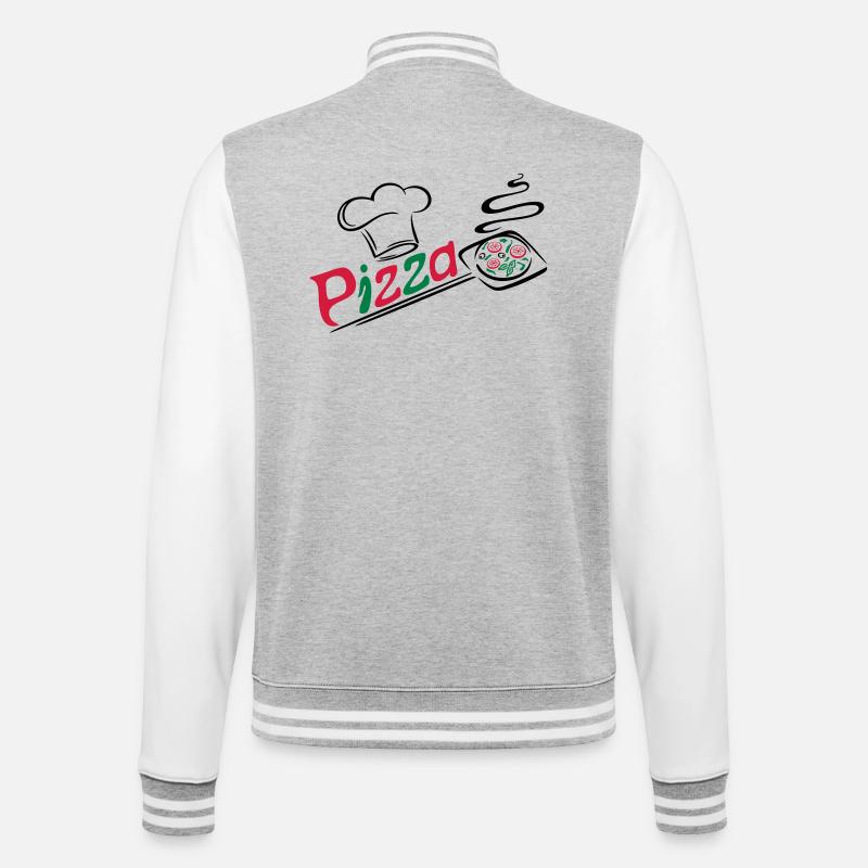 Pizza Bäcker mit Kochmütze, chef hat - College-Sweatjacke - Grau meliert/Weiß