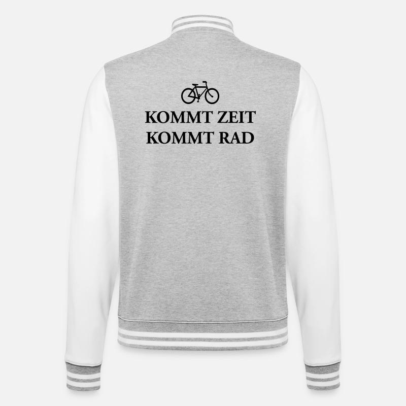 Kommt Zeit Rad - College-Sweatjacke - Grau meliert/Weiß