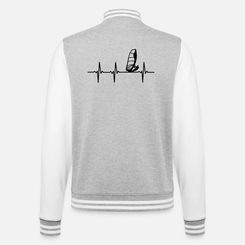 Windsurfer EKG - College-Sweatjacke - Grau meliert/Weiß