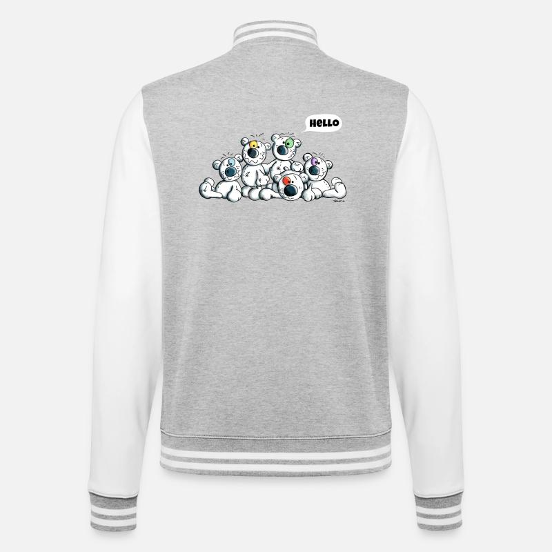 Hello Eisbären - College-Sweatjacke - Grau meliert/Weiß