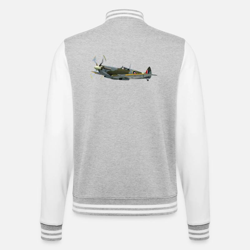 spitfire6 - College-Sweatjacke - Grau meliert/Weiß